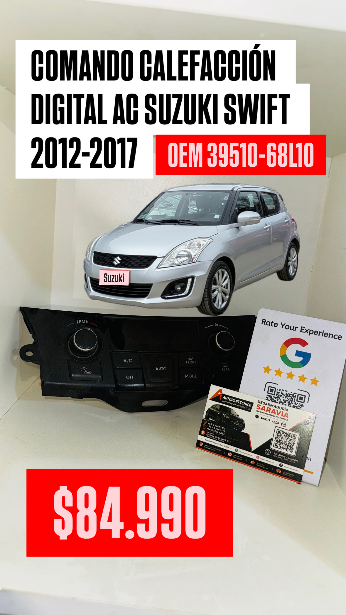 Comando calefacción digital AC Suzuki Swift 2012-2017