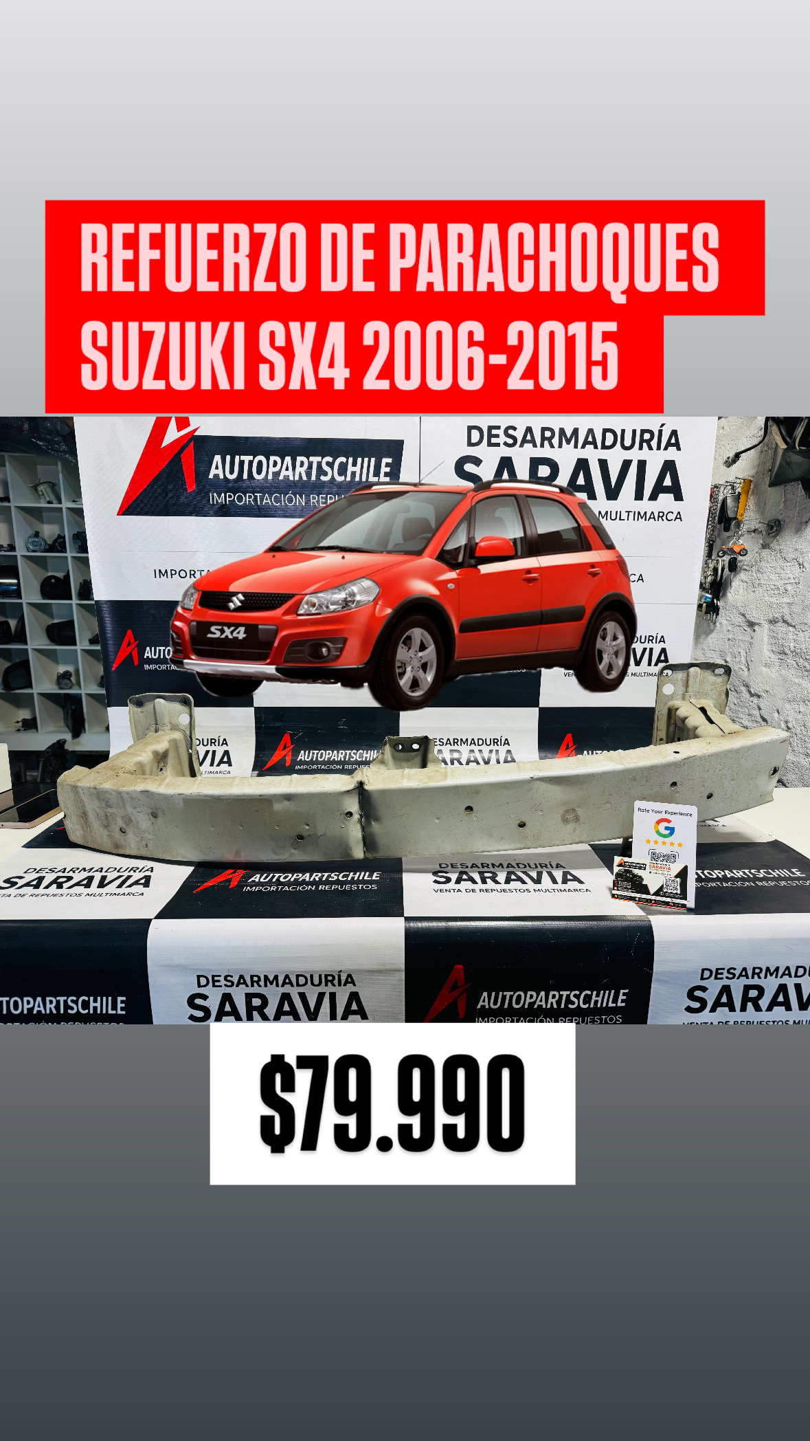 Refuerzo Parachoques Delantero Suzuki SX4 2006-2015 Suzuki SX4 — 2006-2015 — 1.5 / 1.6 / 2.0 — consultar versión
