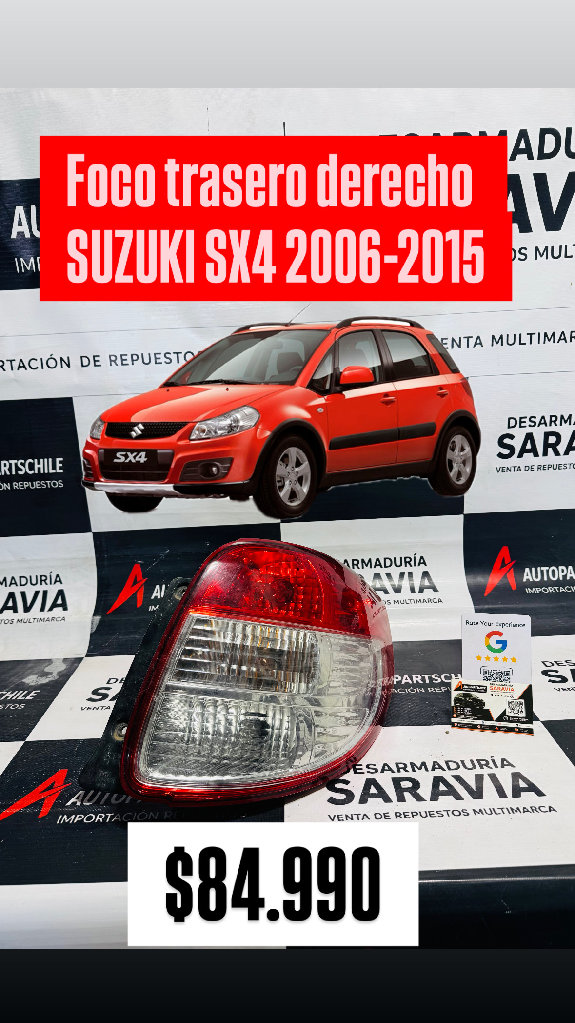 Foco Trasero Derecho Suzuki SX4 2006-2015 Suzuki SX4 5 puertas — 2006-2015 — 1.6 M16A / consultar versión