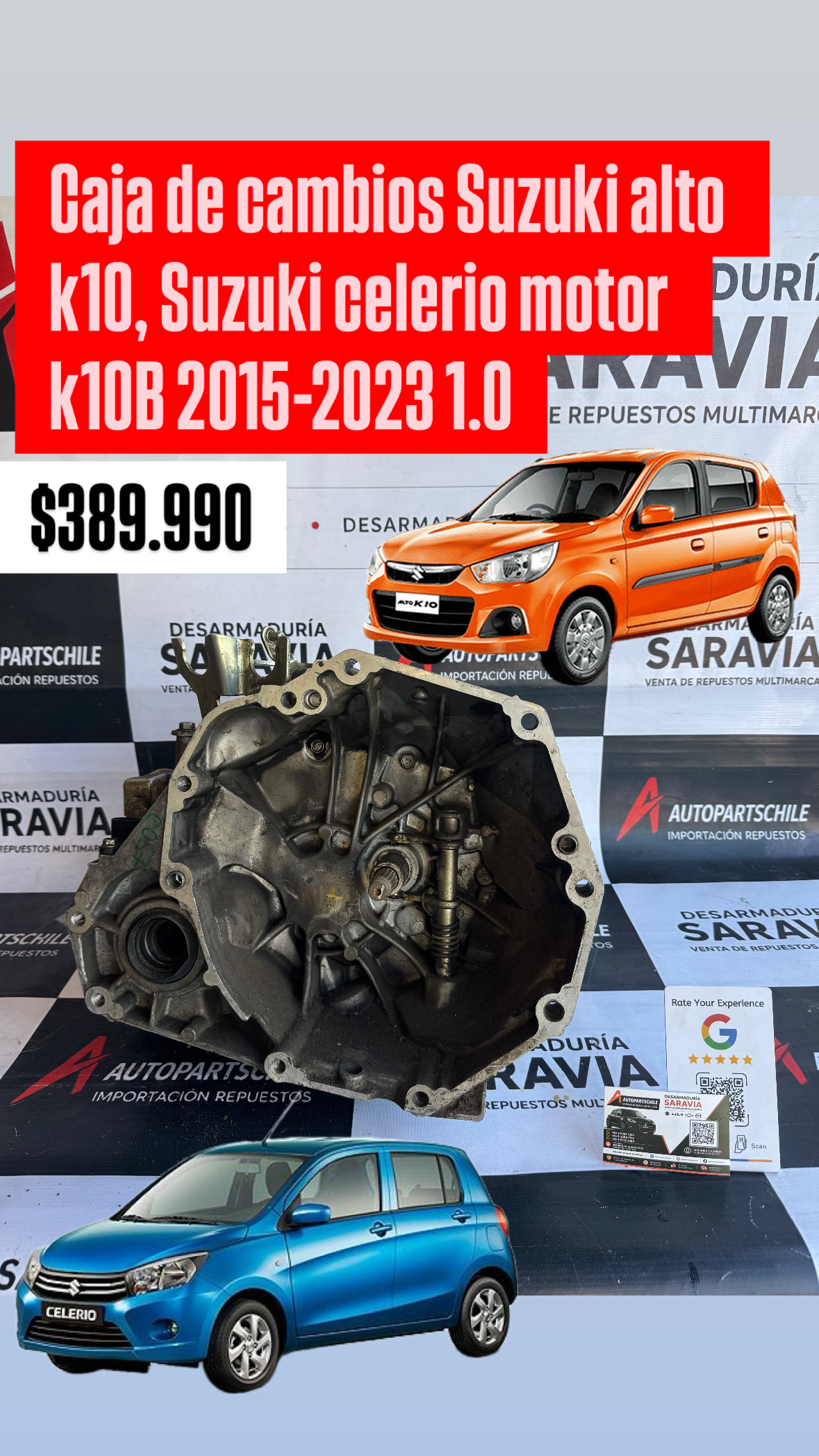 Caja de Cambios Suzuki Alto K10 / Celerio K10B 1.0 2015-2023 Suzuki Alto K10 / Suzuki Celerio — 2015-2023 — 1.0 K10B — Manual 5 velocidades — 3MT3