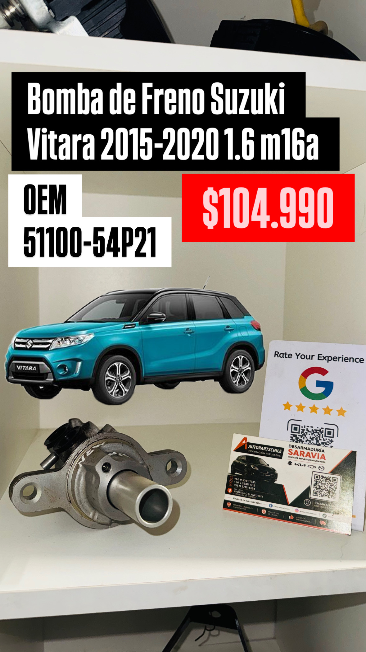 Bomba de Freno Suzuki Vitara 1.6 M16A 2015-2020 Suzuki Vitara LY 2015-2020 1.6 m16a gasolina mecánica automática LHD